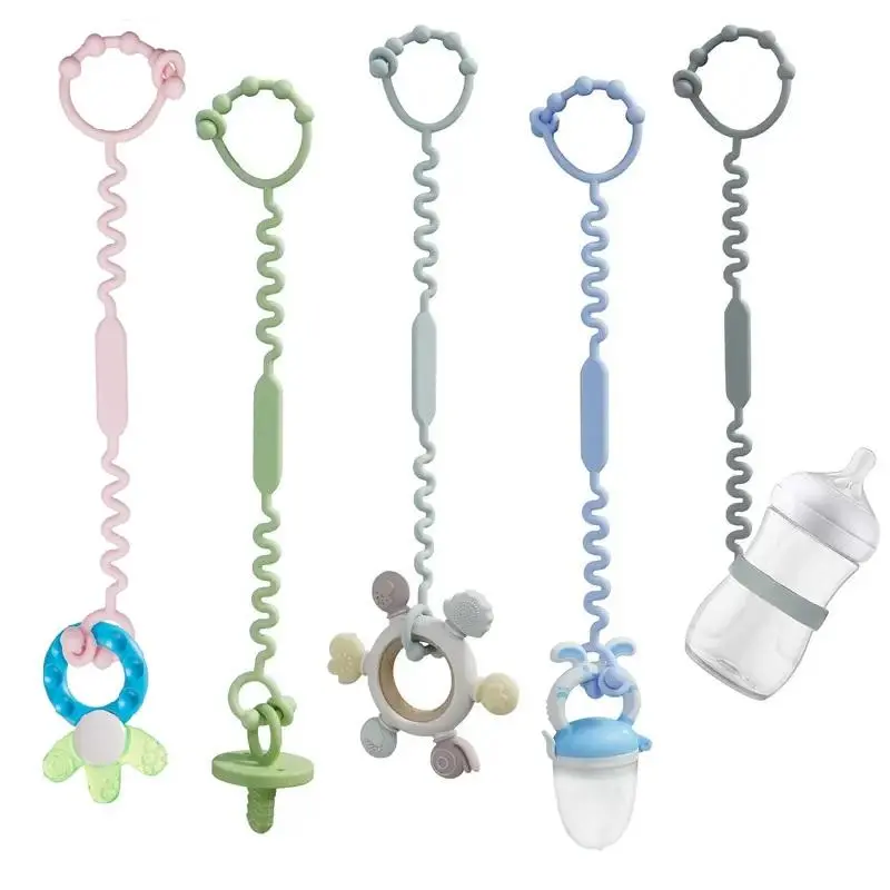 Silicone Newborn Infant Baby Teether & Pacifier Clips Set, Feeding Care 1/3/5 Counts Adjustable Anti-lost Pacifier Chain, Multifunctional Baby Bottle Holder Strap