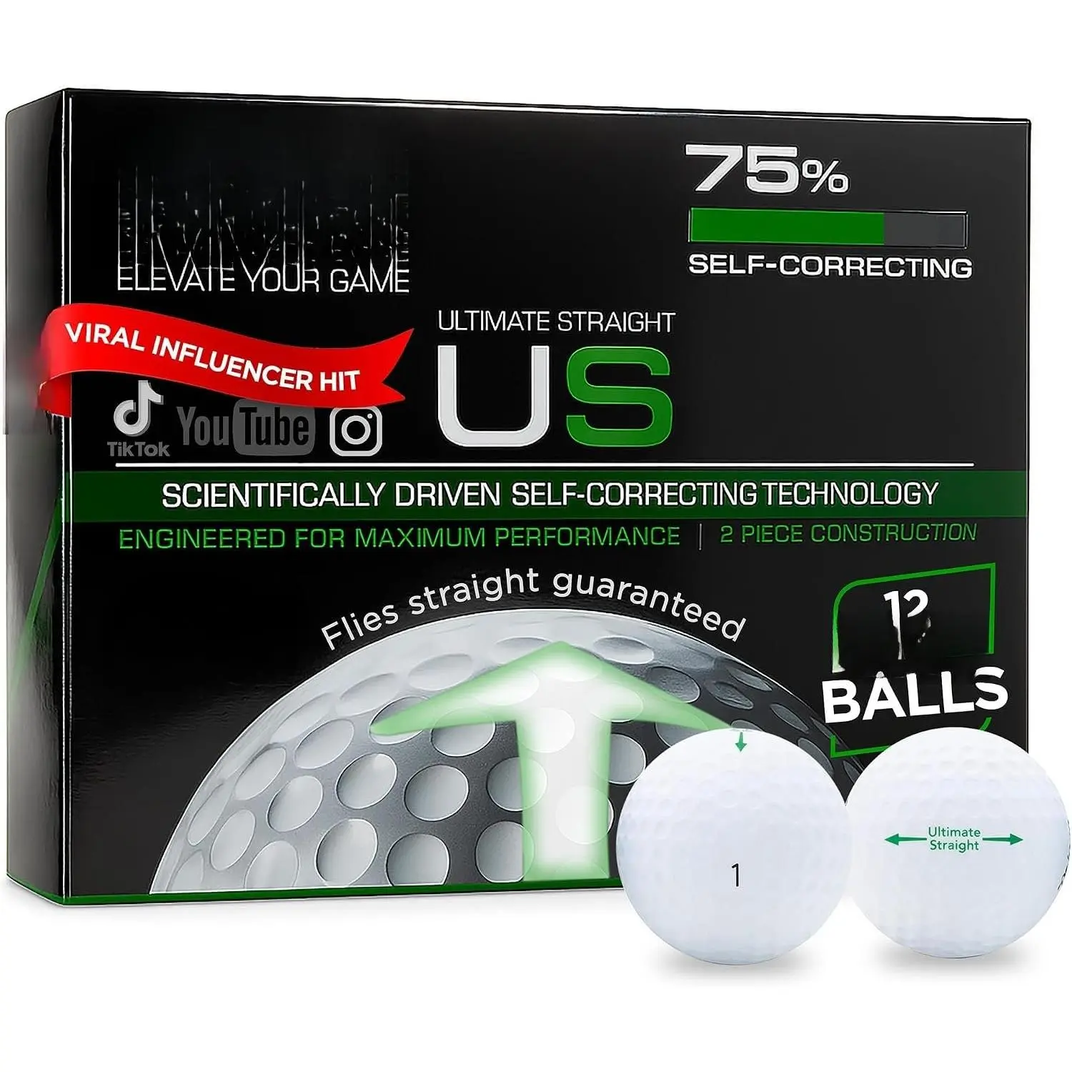 Self-Correcting  Balls – High-Performance  Balls with Soft Feel, Anti-Slice & Hook Correction, Exceeds USGA Limits, Dimple Design for Maximum Distance,  Accessories for Men & Women
