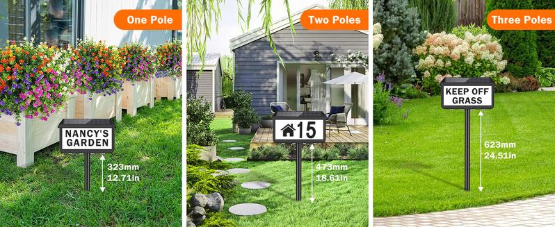 2-Packs / 1 Pack Solar Address Signs, House Number for Outside Waterproof, 3-Color LED Illuminated Address Plaques with Stake, Wall Mounted Solar Powered Light Up Address Numbers for Houses