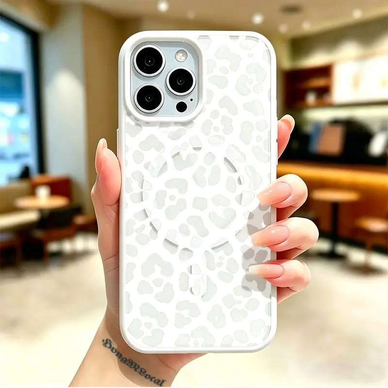 Phone Case - Phone Case: Clear White Base Leopard Print Pattern, Transparent Acrylic Magnetic Case Good Gift Choice for Friend, Suitable for iPhone18 17 E Air Pro ProMax iPhone16 15 14 Plus 13 12 11 X XS XR