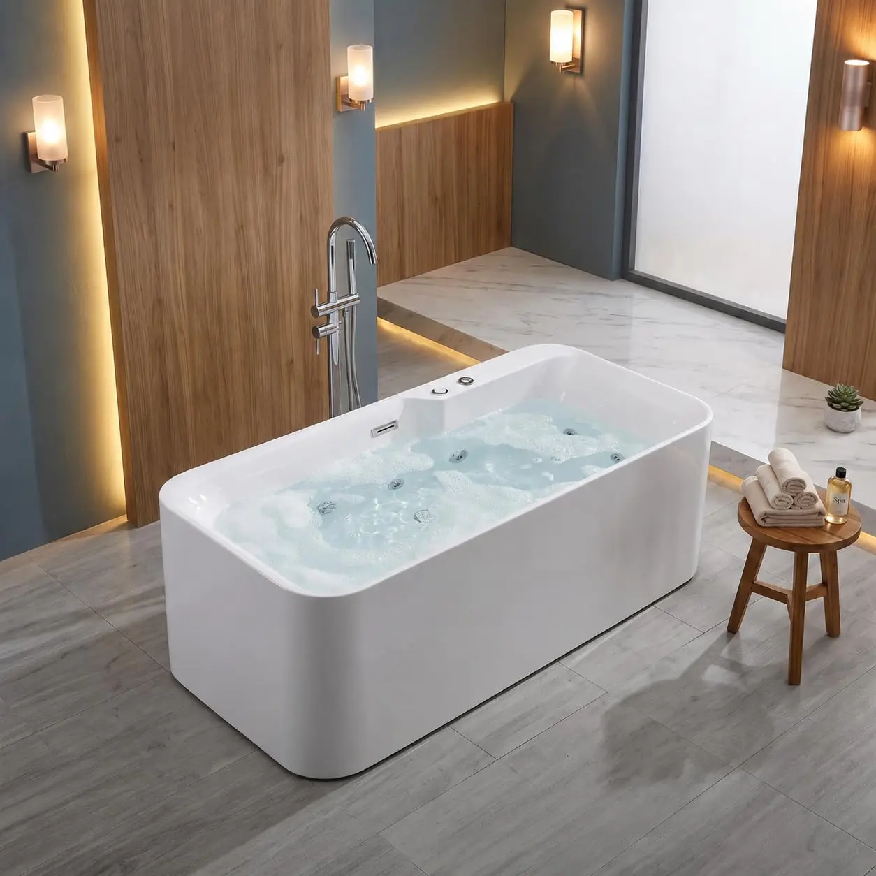 GAOMON 69" Acrylic Whirlpool & Air Bubble Massage Soaking Bathtub
