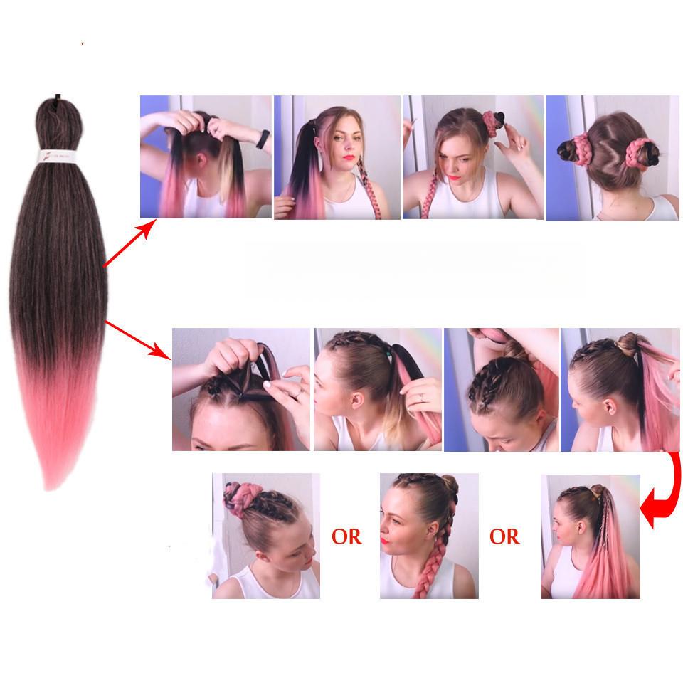 3 Packs Easy Braid Dreadlock Hair Extensions Ombre Solid Color Low Temperature Fiber Synthetic Hair