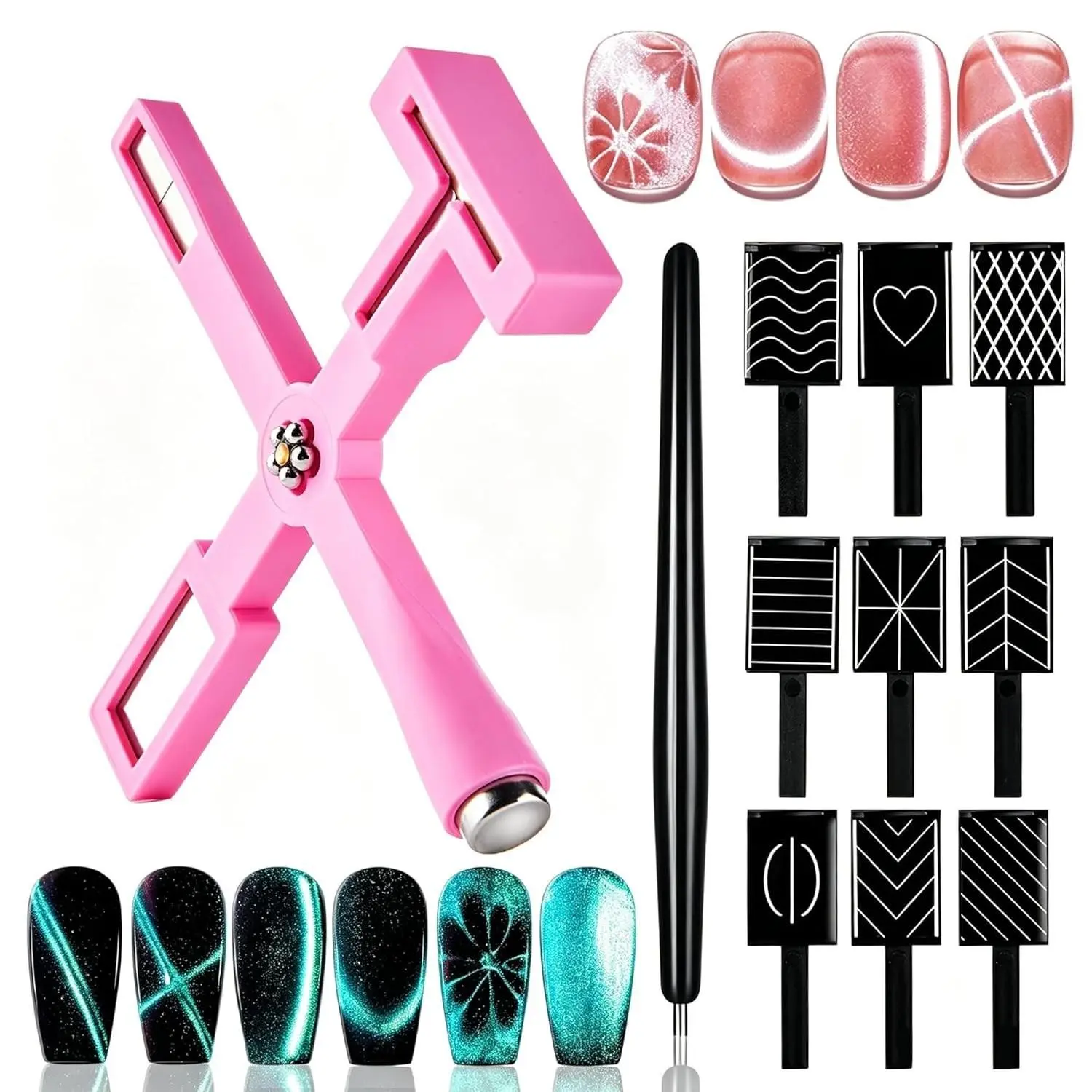 11pcs Magnetic Nail Art Sticks, Multifunctional Pattern Magnet For Nail Magnet Set, Cat Eye Magnet Set - Highly Suitable for Nail Art And for Nail Art Supplies
