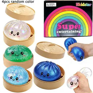 4counts 2026 New Glitter Dumpling Squishy Box, Stress Relief, Soft Squeeze Decompression Dough, Glitter Dumpling Squishy for Stress Relief
