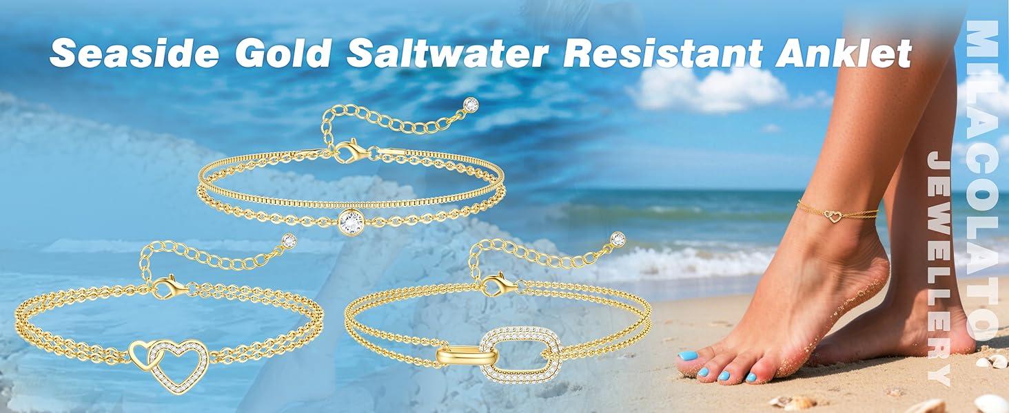 CASSIECA 925 Sterling Silver Anklets for Women Dainty CZ Parperclip Heart Layered Waterproof Silver Ankle Bracelets Adjustable Extra Large Anklet Beach Foot Jewellery