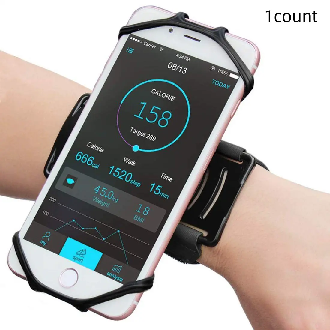 Adjustable Wristband Phone Holder, 360° Rotatable Wristband Phone Holder, Sports Wristband for Running, Trail Running, Hiking, Cycling