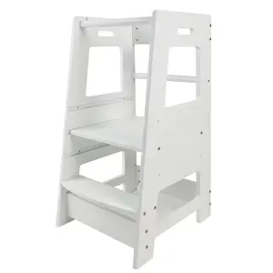 ECOMEX Toddler Standing Tower for Kitchen, Step Stool for Kid's Adjustable Height Learning Stool, Removable Anti-Drop Safety Rail Stool for Bedroom, Bathroom, White