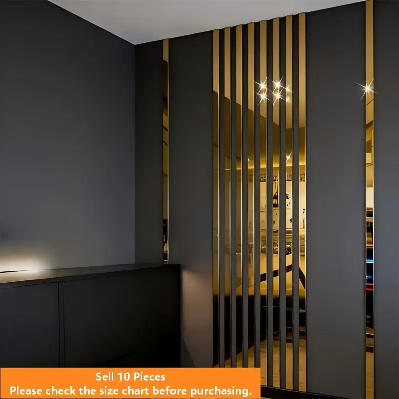 10pcs Artistic Reflective Mirror Wall Stickers, Wall Decals, Self-Adhesive No Drilling, Ideal for Living Room TV Background, Entryway, Office Reception Area Decor
