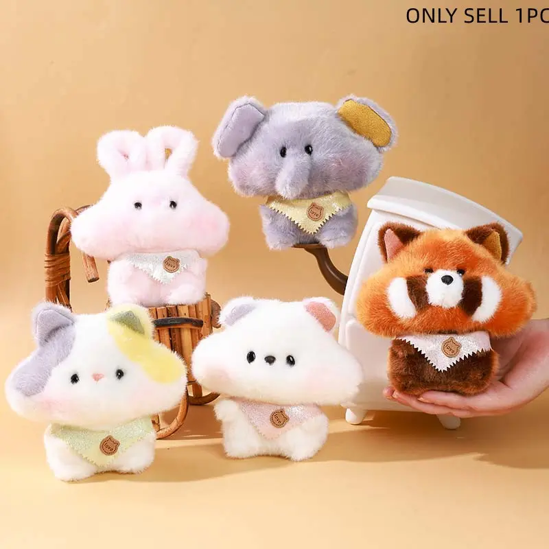 Cute, adorable, and endearing plush animal toys, such as small rabbits, elephants, cats, and bears. Dopamine-colored, animated-style toys. Perfect gifts for friends – plush toys that are cherished companions, perfect for birthdays, holidays.