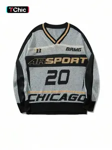 Women's Vintage Letter Pattern Sweater, Casual Loose Fitted Long Sleeve Jumper for Summer, Fashion Women's Knitwear for Daily Wear, Tops, Casual Streetwear Top