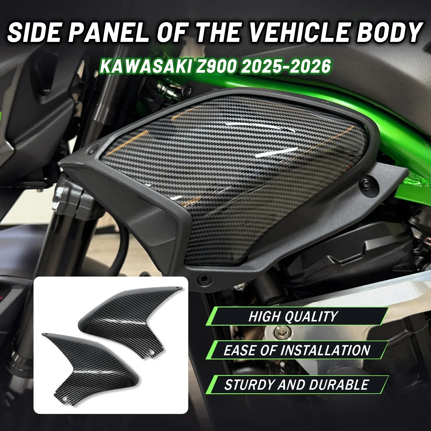 Kawasaki Motorcycle Side Panel Protector, Motorcycle Parts, Durable Water Tank Cover Shell, Anti-Drop Decorative Guard for Z900 2025-2026 Models