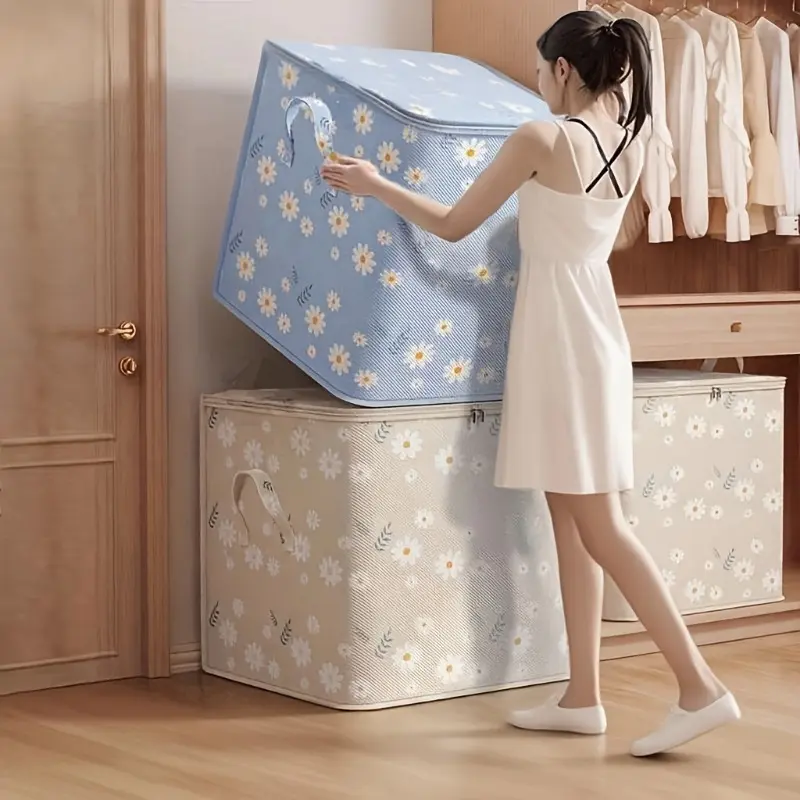 Extra-large folding storage box, wardrobe organization and storage items, laundry basket, home spring decoration, foldable clothes bag, quilt storage bag; suitable for clothes, blankets, bedding, pillows, bedding items, saves space