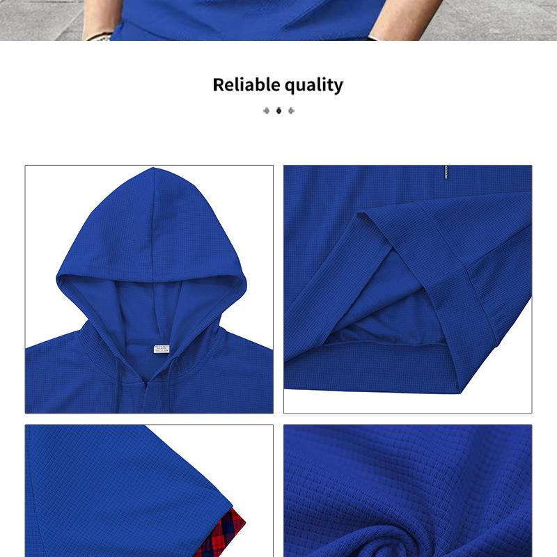 Short-sleeved Men's T-shirt, Sports and Leisure Fashion Solid Color Hooded Polo Shirt for Men