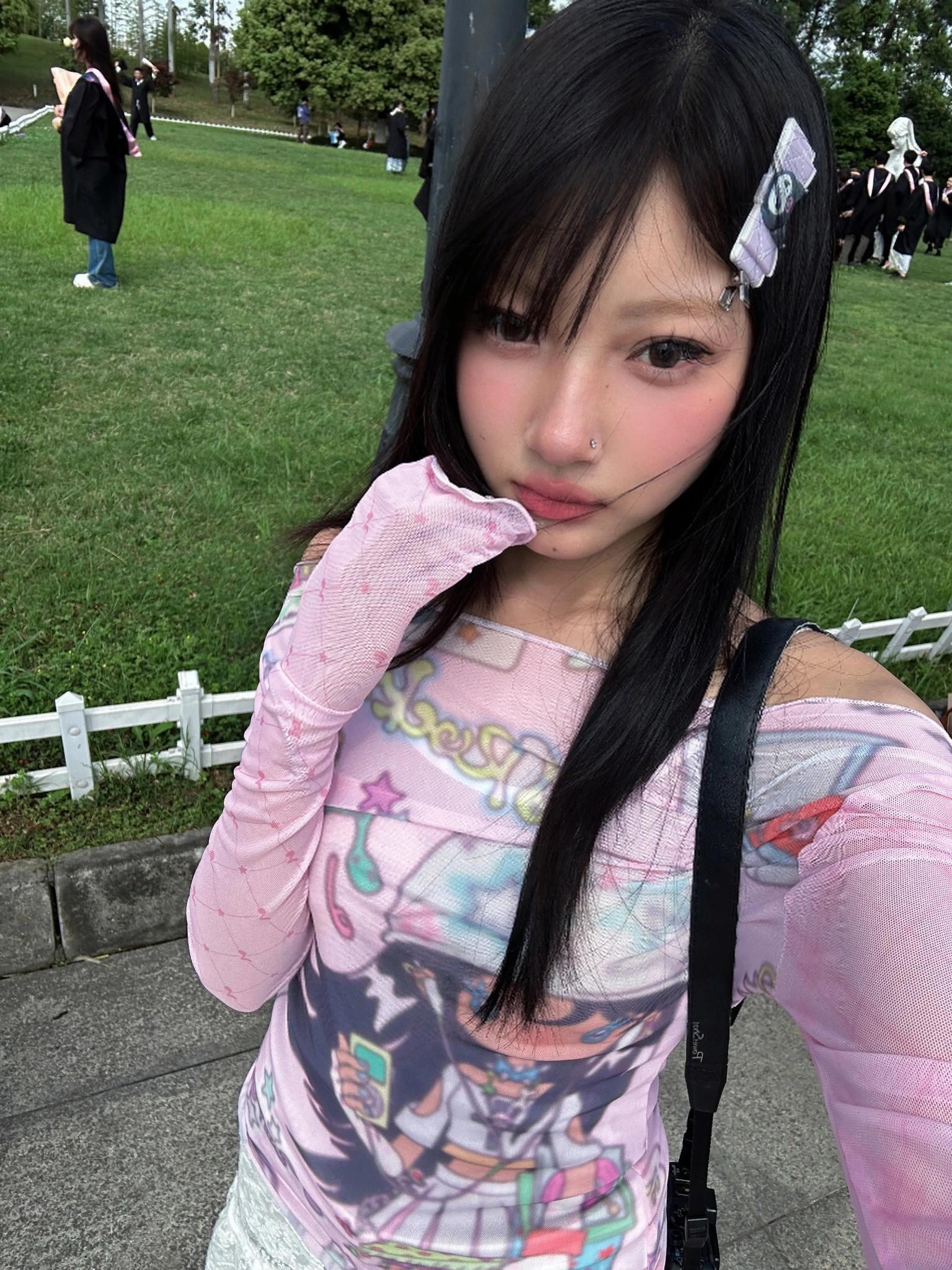 2000s Japanese Y2k Anime Print Mesh Tops 2000s Aesthetics Pink Sheer Top Vintage See Through T-shirt Lolita Womenswear Tshirt