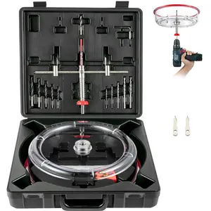 【DealsForYouDays】VEVOR Adjustable Hole Saw Cutter Kit, 1-5/8" to 8" (40-200 mm), Two Replaceable Pilot Drill Bits, Twin Blade Recessed Hole Saw with PC Dust Shield, for Recessed Lights, Ceiling Speakers, Vent Holes