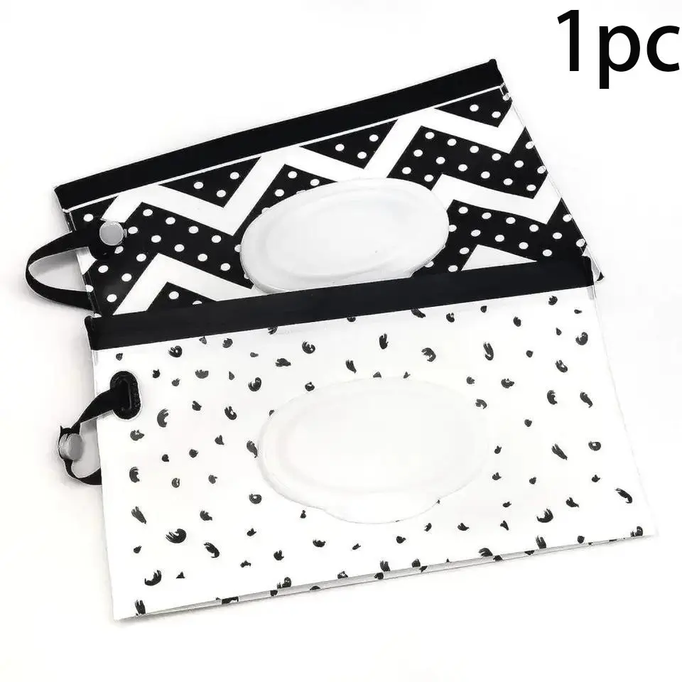 Portable Waterproof Wipes Bag Set with Print Design, Reusable Travel Wet Wipe Container, Ideal for Holidays & Gifts, Mommy-Friendly Accessories