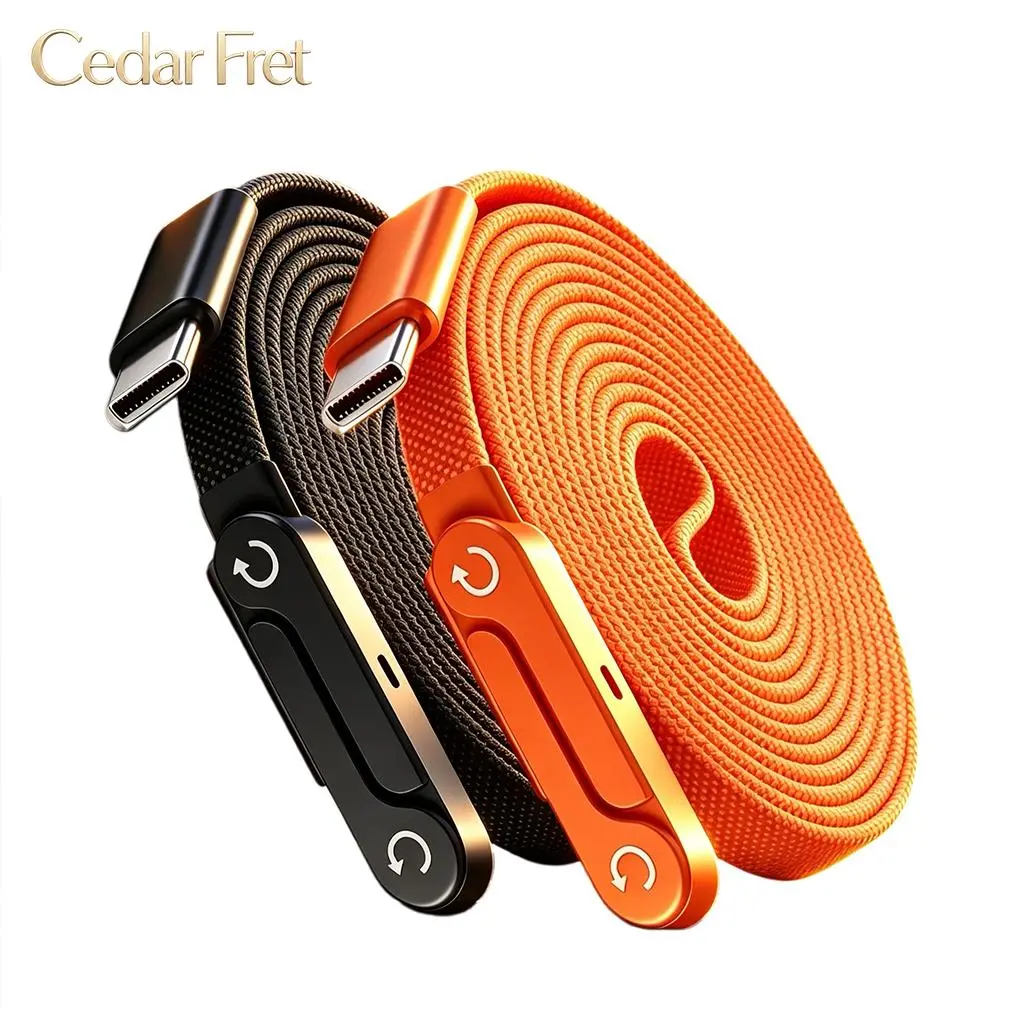 240w Fast Charging Cable, Electronic, Phone Stand Included, 90° Bent Connector, 360° Rotatable, Braided Cable, 1.5m