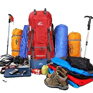 AGS Bseash 60L Waterproof Hiking Camping Backpack with Rain Cover, Large Outdoor Sport Travel Daypack Rucksack for Climbing