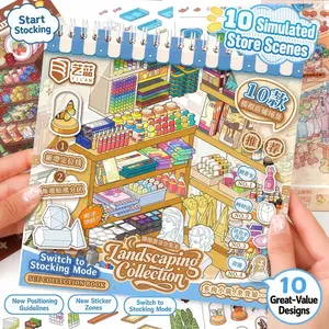 Yilan 4.0 Display Scene Sticker Book – 10 Store Scenes + PET Stickers DIY Miniature Shop Journal Set, Kawaii Craft Scrapbooking Kit summerwins
