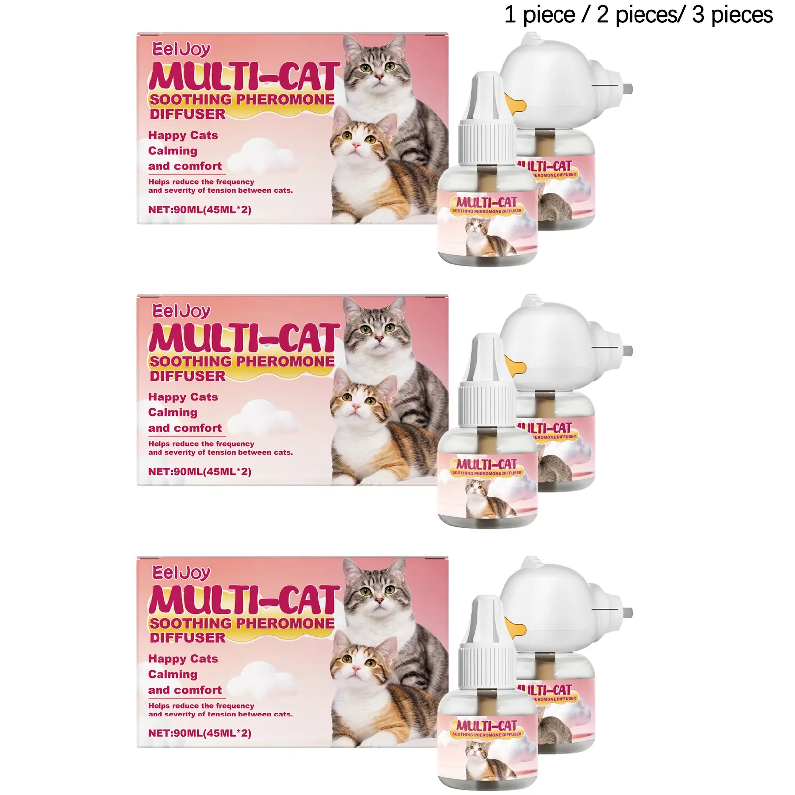 Cat Calming Diffuser (45ML*2/45ML*4/45ML*6), Gentle Soothing Care, Creates Comfortable Environment, Liquid Product, No Ca Prop 65