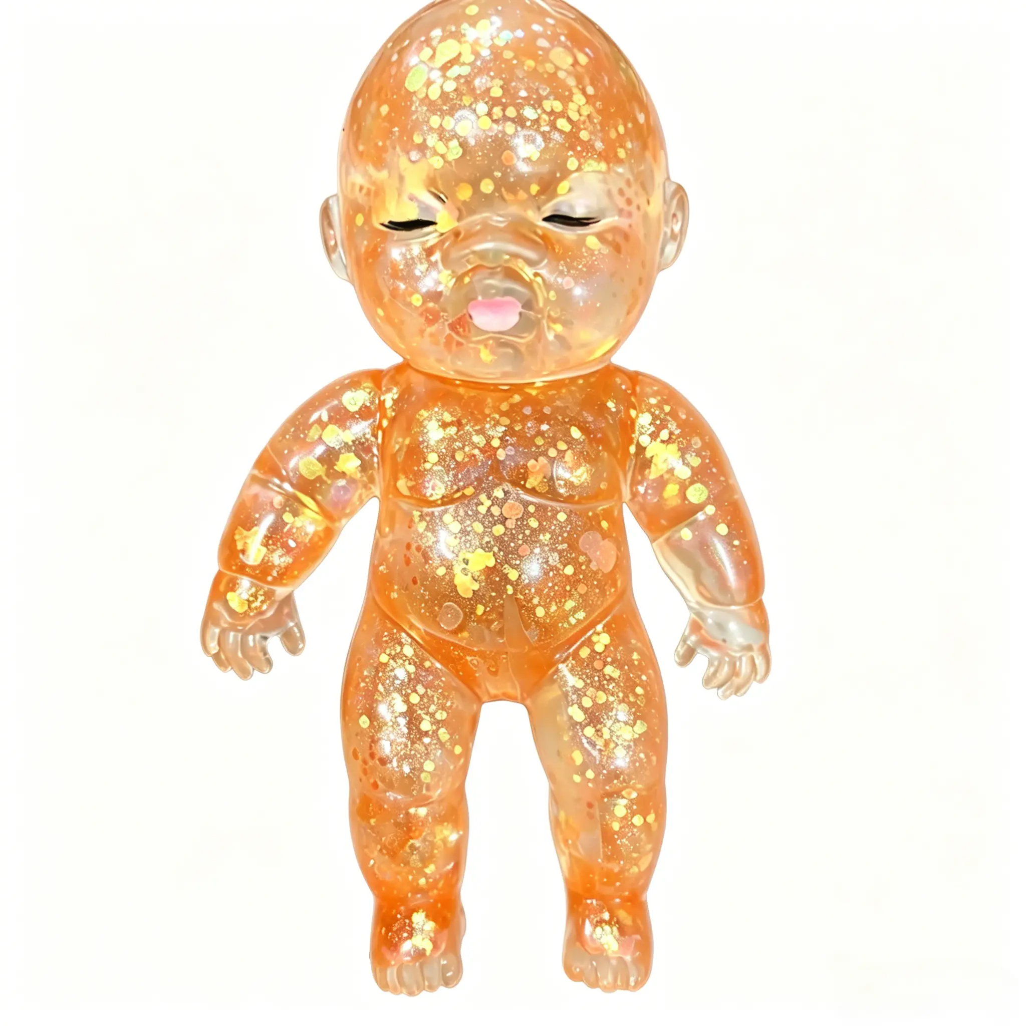 Baby Shape Glitter-Filled Transparent Slow Rebound Squishy Ball - BPA-Free Soft TPR Rubber, Oddly Satisfying ASMR Stress Relief Toy for 12+ Desk Fidgeting, Anxiety Relief Products