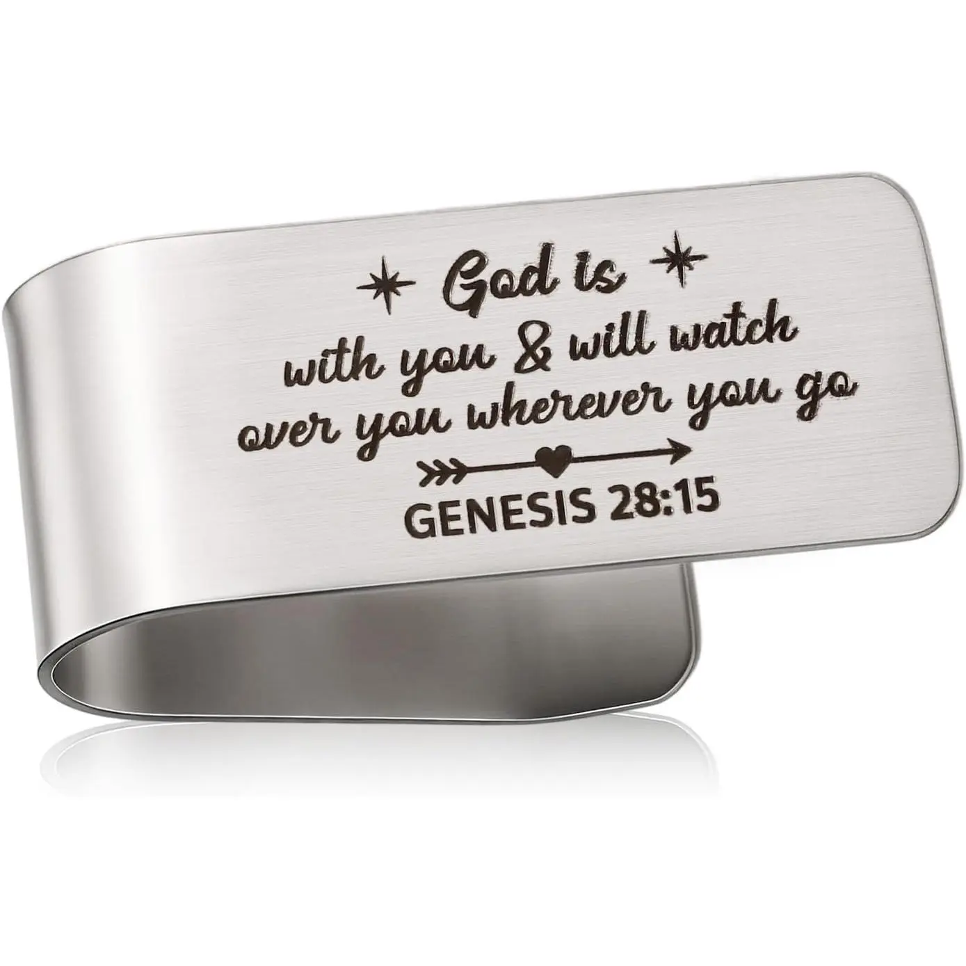 Stainless Steel  Visor Clip, Engraved God is with You Sun Visor Clip for  Inspirational  Driver Gifts Drive Safe Blessing Accessory  for Women Men Family