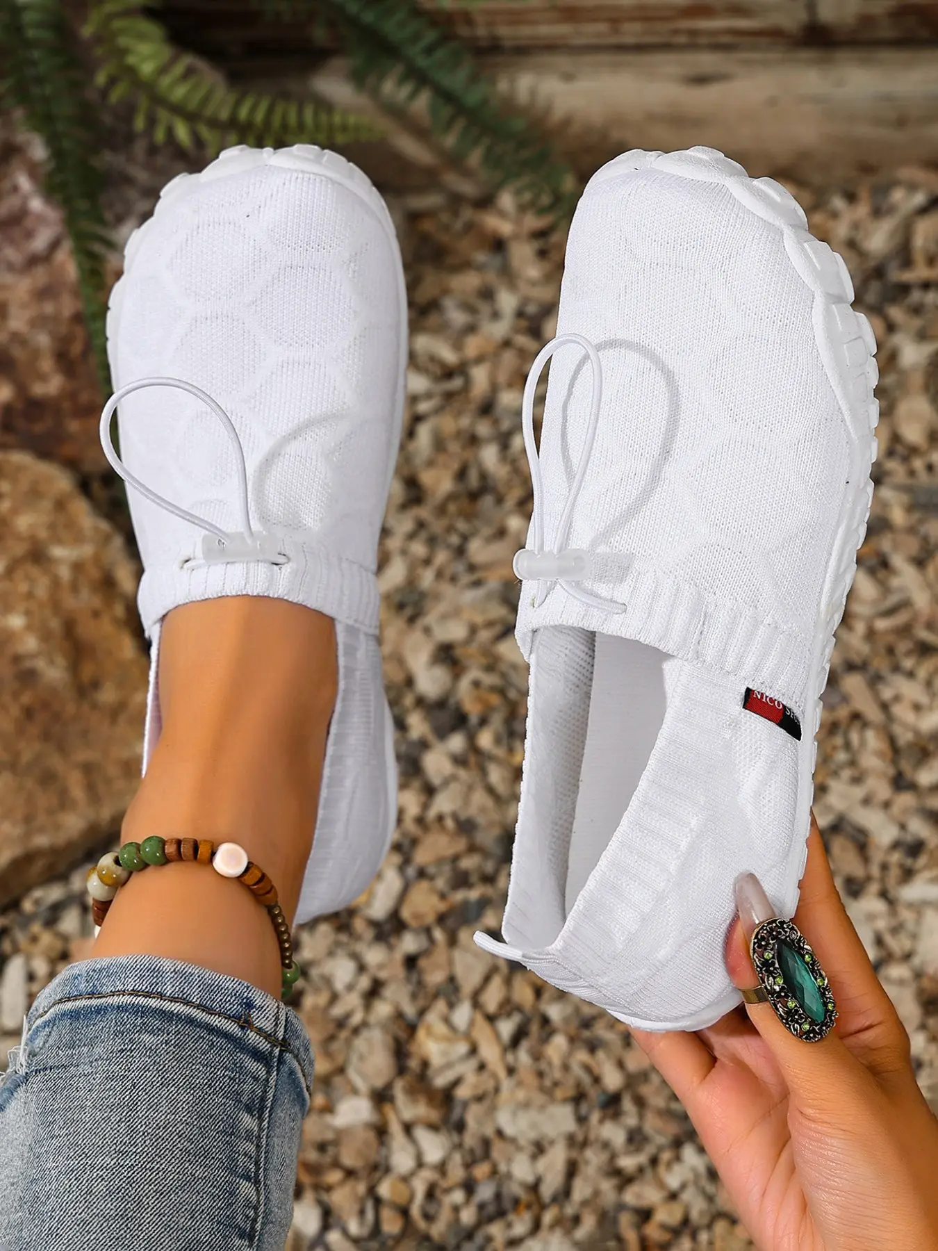 Women's Casual Sneakers, Lowtop Casual Sneaker, Textile Slip-On Shoes, Shock-Absorbing Lightweight Sole, Daily Commute, Versatile Simple Style, Minimalist Sneakers