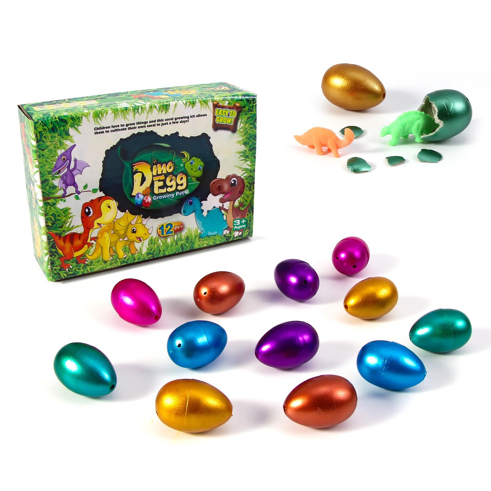Hatching Dinosaur Eggs, 12pcs/set Crack Colorful Grow Dino Egg Animals That Hatch in Water Growing Pet Birthday Easter Party Favors Gifts for Kids