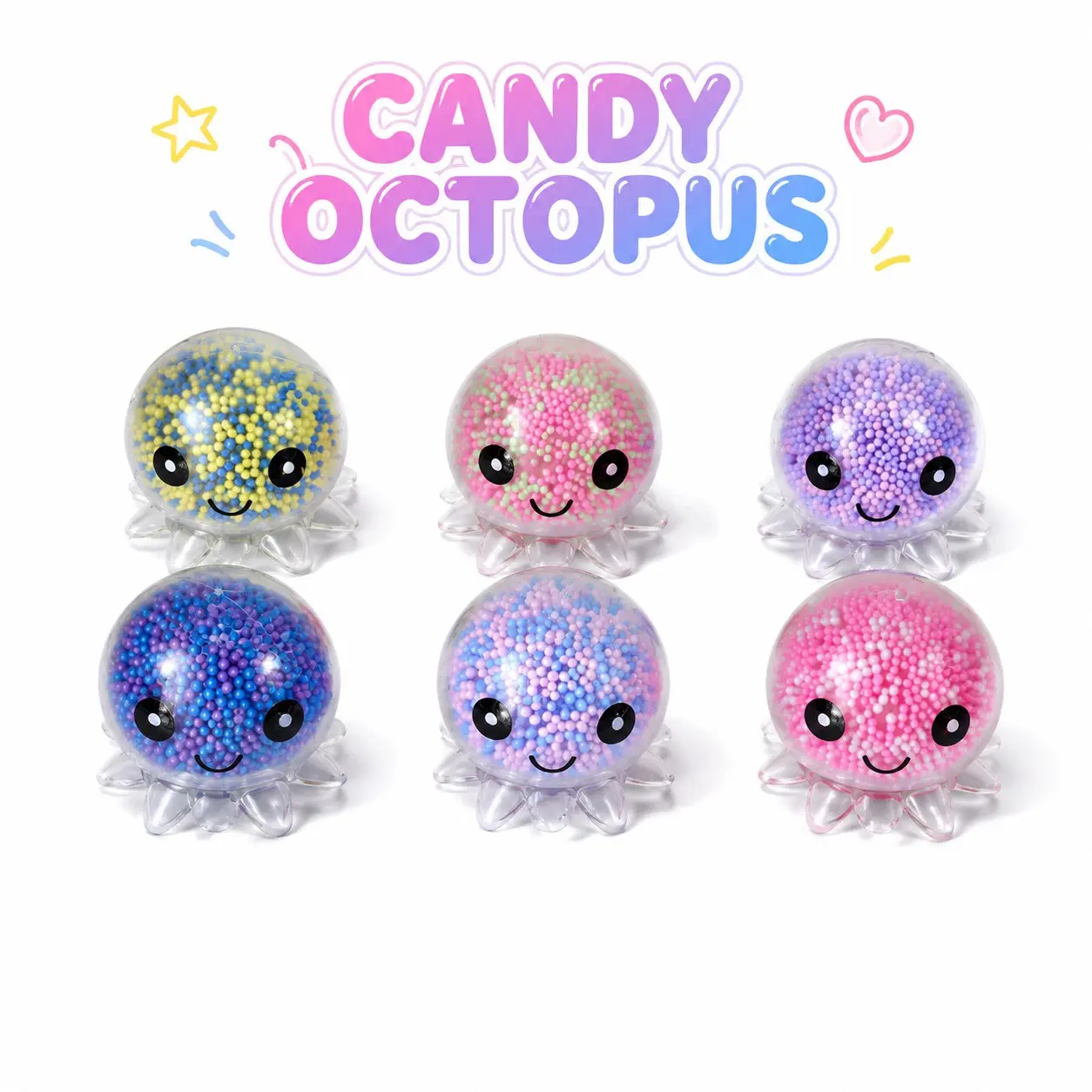 Stress Relief Toy, Decompression Squishy, Foam Beads with Light, Glowing Octopus Squeeze Fun, Cute and Funny Gift, Relaxing and Venting Toy
