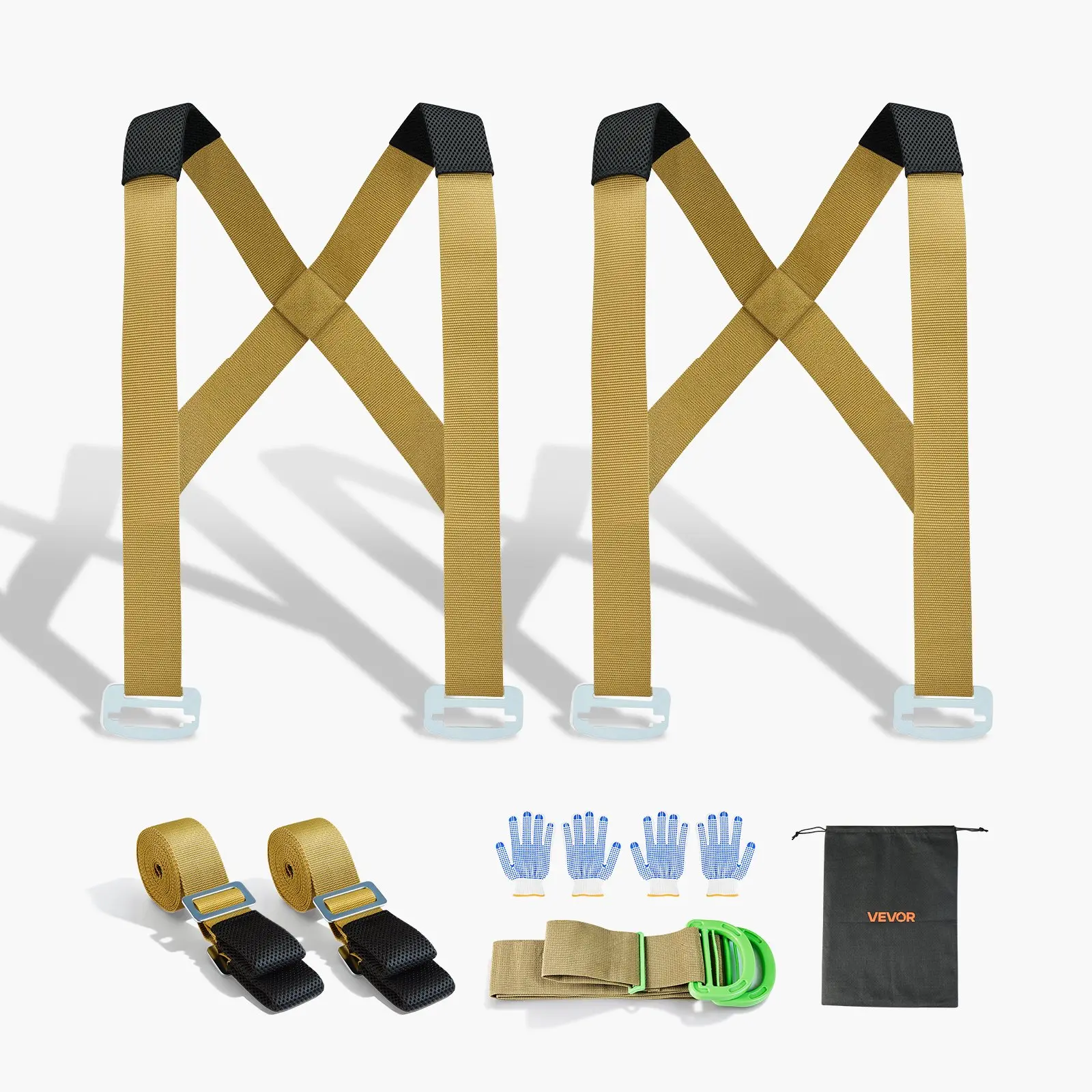 VEVOR Moving Straps, 2-Person Lifting and Moving System with 2 Harness Straps, 2 Load-bearing Straps 1 Handheld Strap, Adjustable Lifting Shoulder Straps Move Furniture Appliances Mattresses