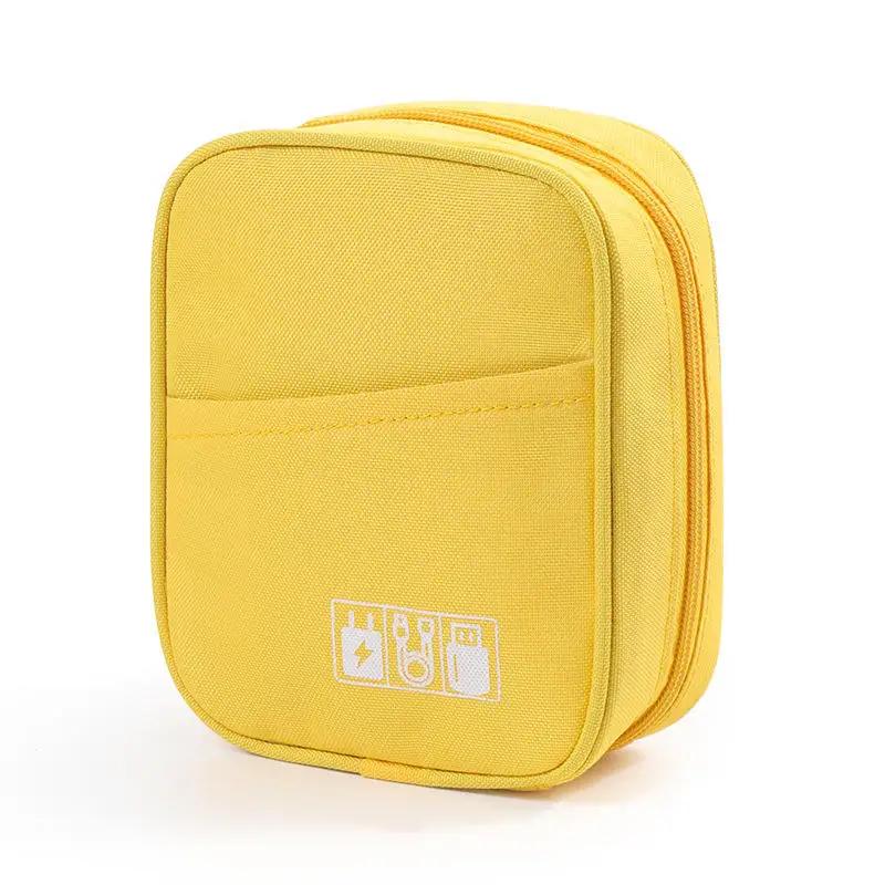 Oxford Travel Cable Bag Shockproof Multi-layer Charger Data Cable USB Bag Organizer Solid Color Electronic Accessory Storage Bag