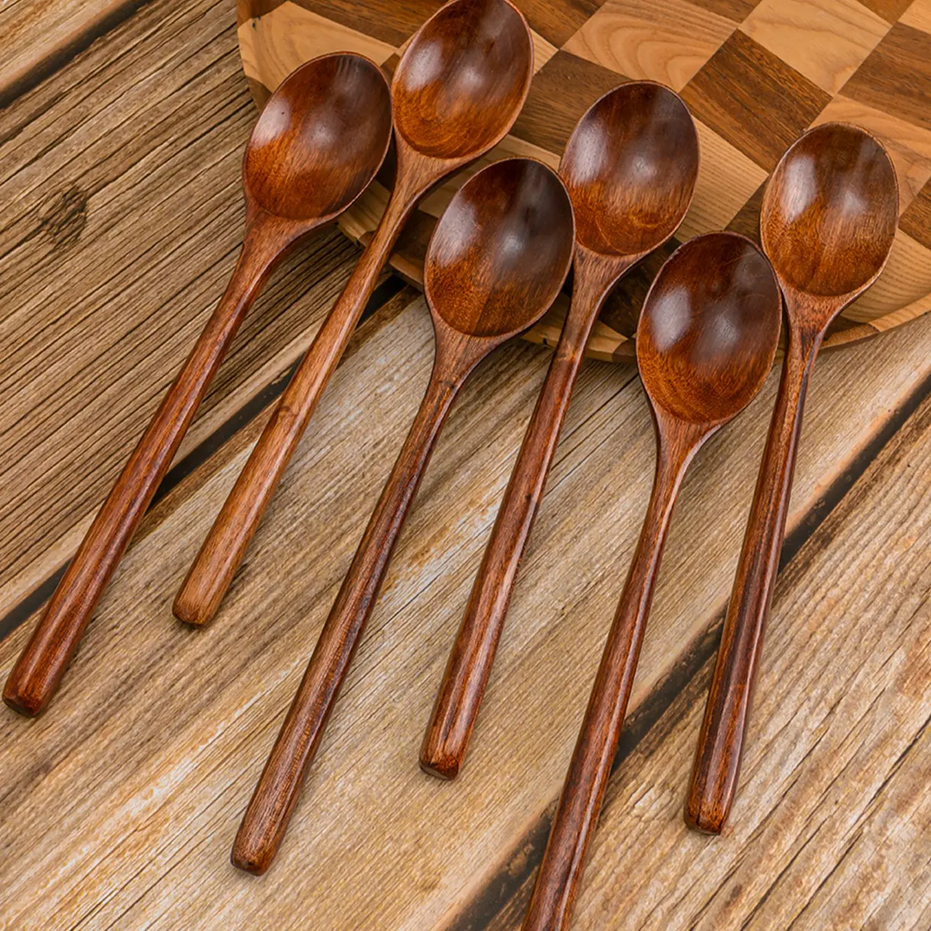 Home Restaurant Wooden Spoons Set, Various Sizes, Hinoki Wood, Salad Spoon, Honey Spoon, Coffee Spoon, Tea Spoon, Essential Oil Spoon, 6 Pieces