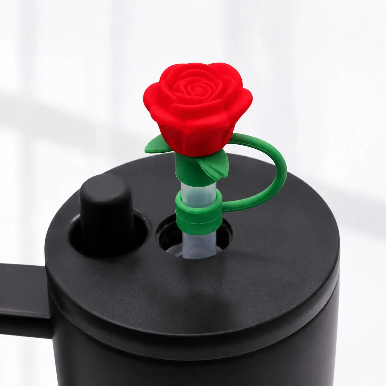 Silicone 3D Rose Straw Topper, Straw Toppers For Tumblers, Straw Cover, 10mm Cartoon Sports Cup Lid, Dustproof Beverage Accessory, Perfect Gift for Various Occasions