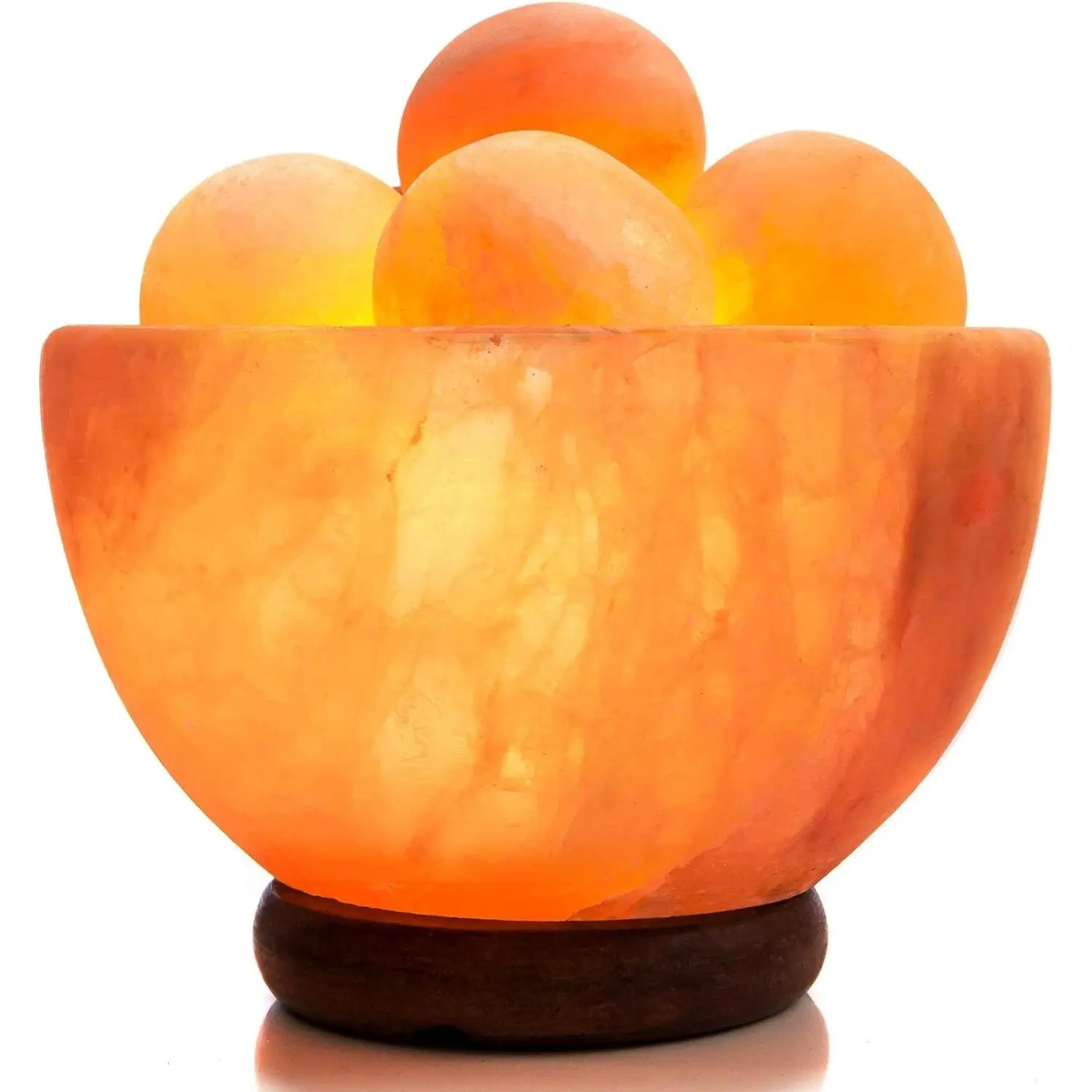 UMAID Himalayan Salt Lamp Bowl with 6 Himalayan Salt Massage Stones, Dimmable Pink Rock Salt Lamp for Bedroom, Office Desk & Meditation Room, Spa Decor, Relaxation Home Decor Gifts for Men & Women