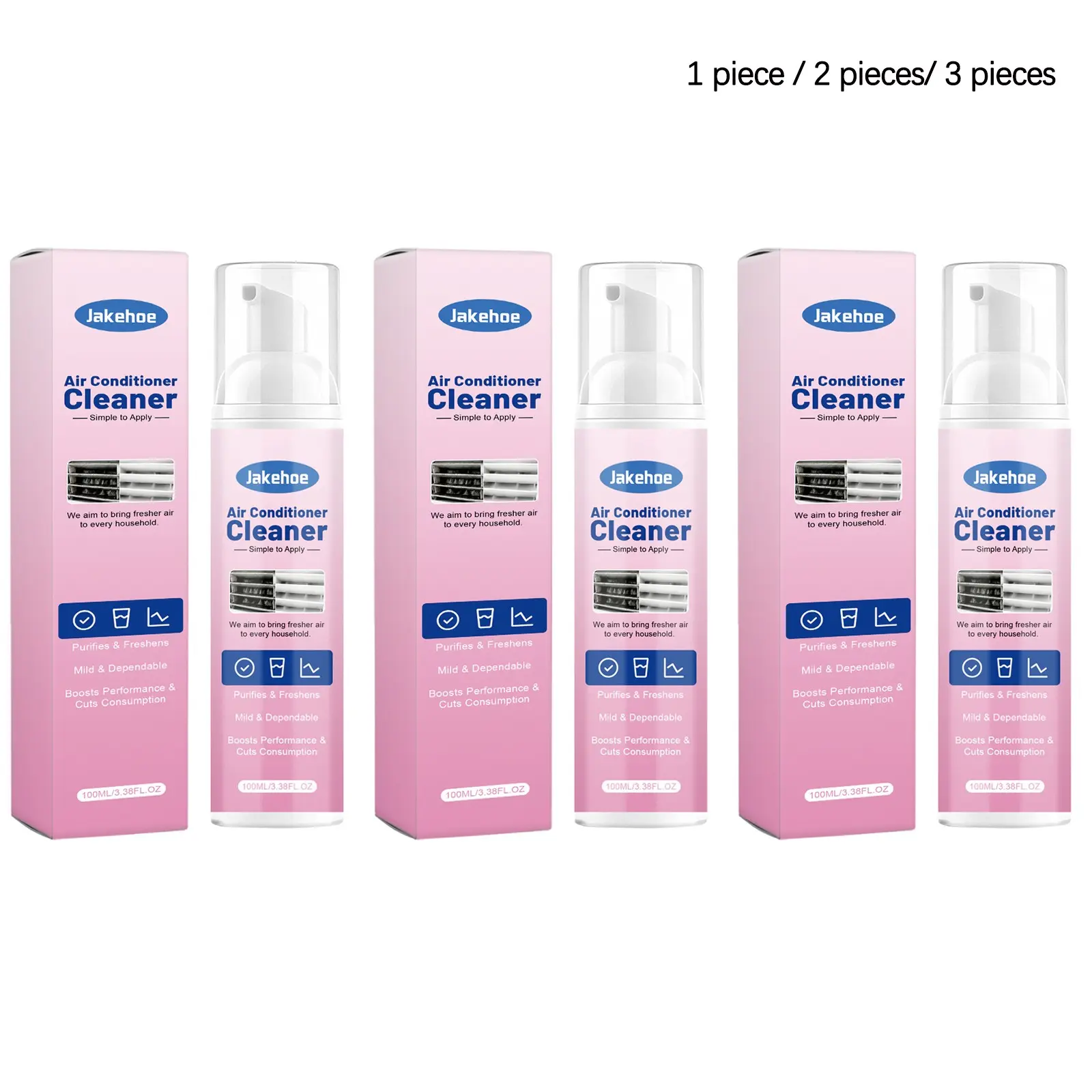 Air Conditioner Cleaner (100ML/100ML*2/100ML*3), Removes Stubborn Dirt and Odors, Freshens Up, Foam Cleansing Agent for Home Ac Units, Deep Clean Cleaner