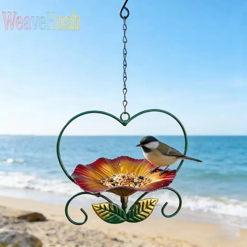 Hanging Metal DIY Bag Accessory Kit, Bird Feeder Design Charm with Tray, Gift for Birdwatchers, Outdoor Decor