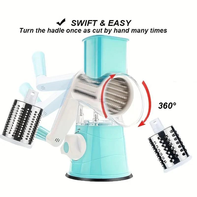 3 in 1 Manual Rotary Cheese & Vegetable Potato Grater, 1 Count Multifunctional Vegetable Chopper with Handle, Kitchen Utensils & Gadgets 3 in 1 Manual Rotary Cheese & Vegetable Potato Grater, 1 Count Multifunctional Vegetable Chopper with Handle, Kitchen Utensils & Gadgets