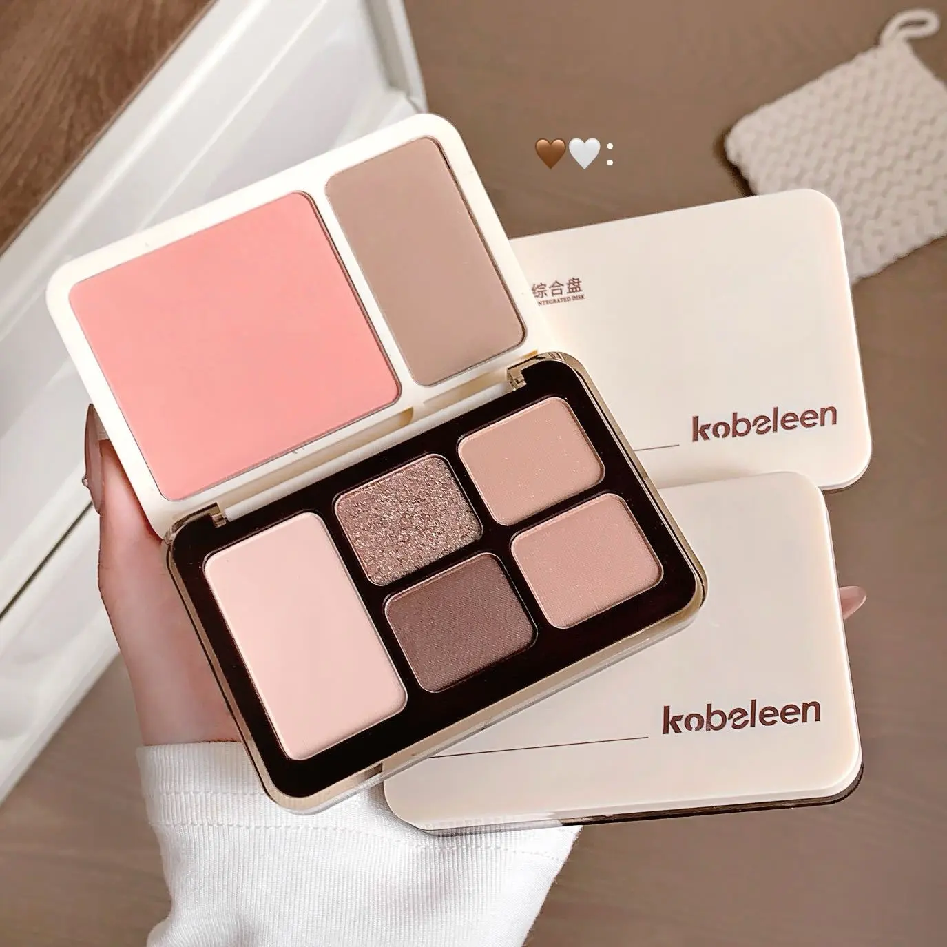 Warm Neutral Nude All-in-One Makeup Palette, Matte & Glitter Eyeshadow with Blush Bronzer Highlighter Glow, Portable Everyday Travel Face Eye Makeup Kit for Women, Glam Face Palette