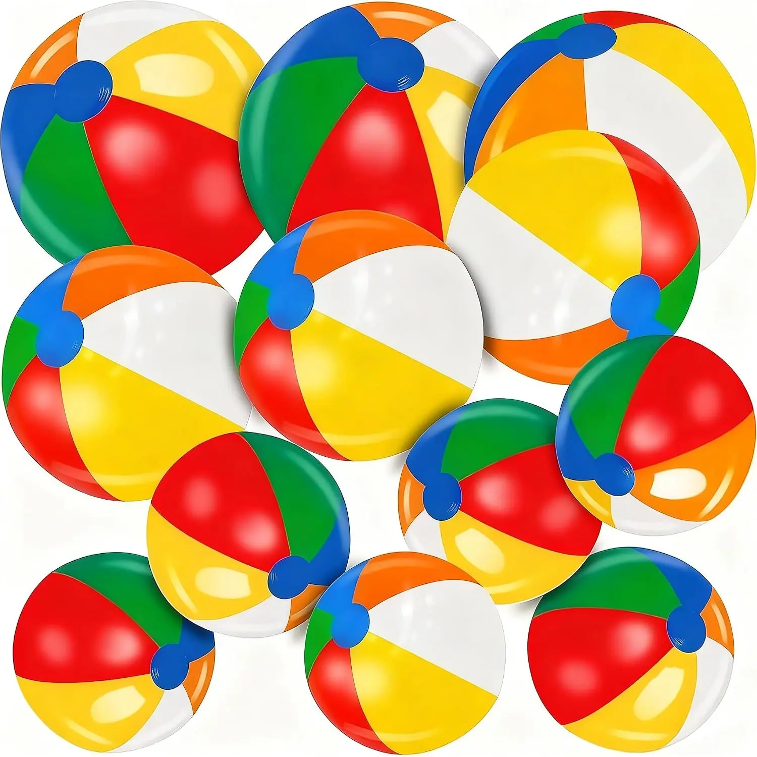 Rainbow Beach Balls Bulk 12 Pack (22/17/14 inch) - Inflatable Swimming Pool Toys for Kids Birthday Party Favors, Outdoor Summer Games, Hawaiian Tropical Luau Themed Pool Decorations