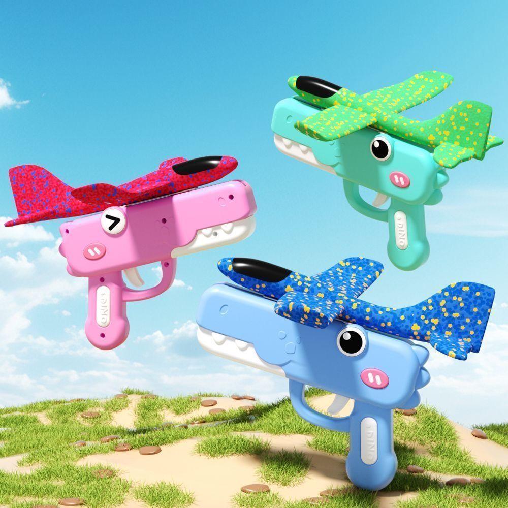 Children Handheld Launcher Foam Flying Plane Hand Throwing Taxi Plane Outdoor Sports Flying Saucer Boy Toy