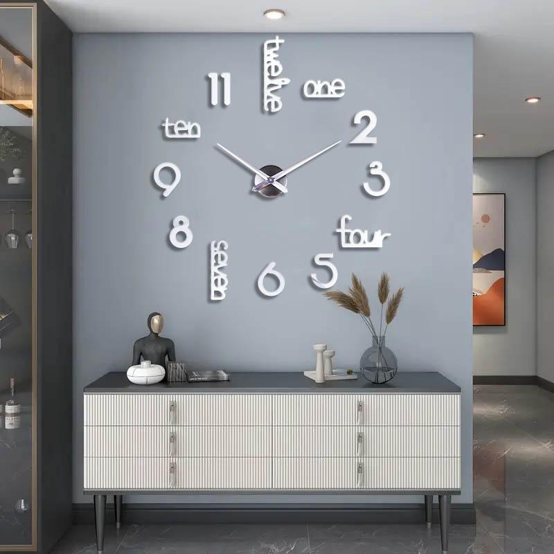 DIY Wall Clock, 1-Count Battery-Powered Modern Acrylic Wall Clock (Battery Not Included), Silent Wall Clock for Home, Living Room and Bedroom Decor, Modern Home Craft Decoration