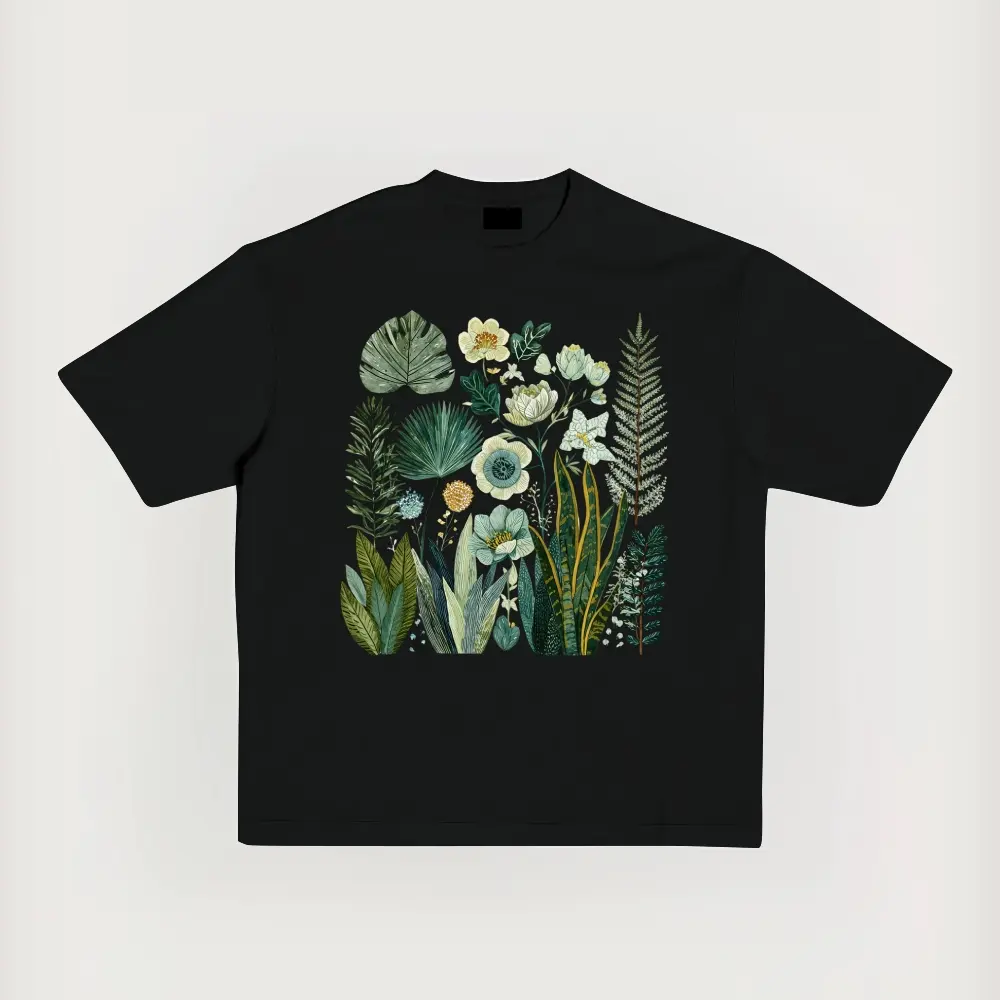 Vintage Cottagecore Shirt Plant Lover Tshirt for Gardener Botanical Fern & Wildflower Shirt Retro Nature Tee for Nature Lover Solid Color Cotton T-shirt