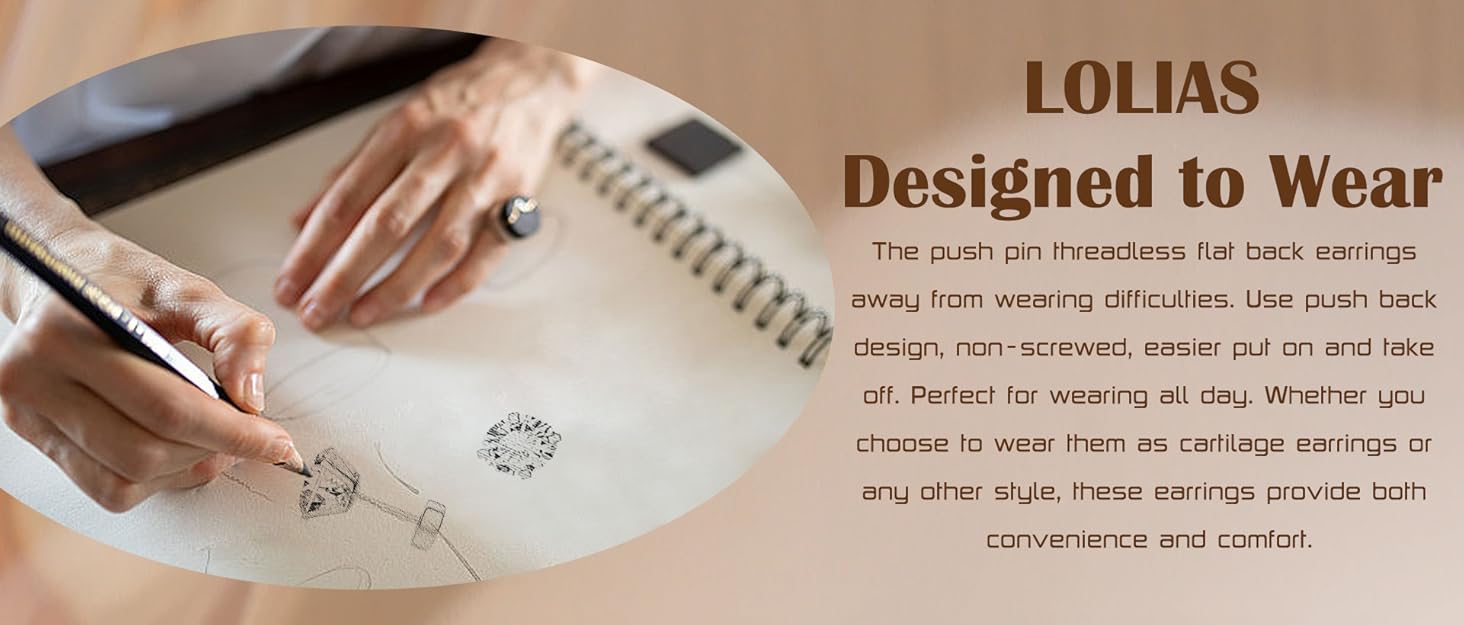 18K Gold Plated 5A Cubic Zirconia Threadless Flat Back Earrings Surgical Stainless Steel Simulated Diamond Earrings for Women Men Earrings Studs Dainty Push Pin Cartilage Earring Hypoallergenic