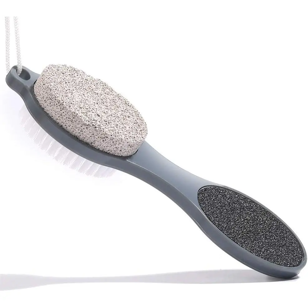 Foot Grinder - Multifunctional 4-in-1 foot care tool, including foot brush, pumice stone, foot file, and sandpaper, suitable for home foot care (gray foot grinder)
