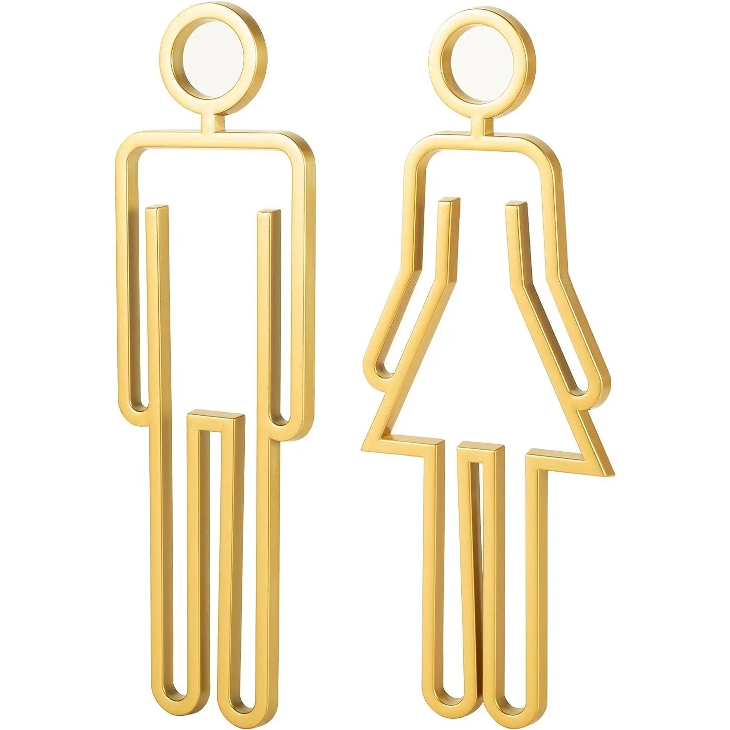 Acrylic Adhesive Backed Men's and Women's Bathroom Sign, Golden Restroom Door Signage for Business
