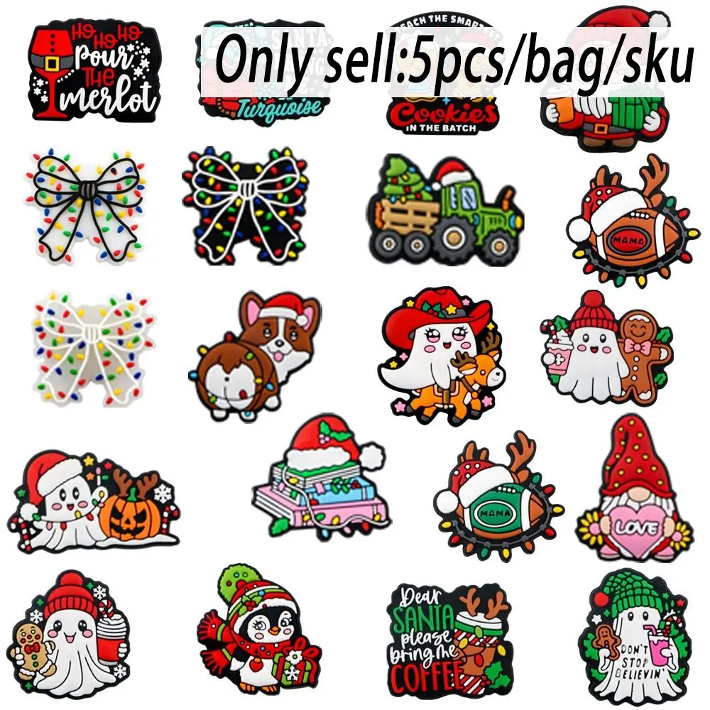 5pcs New Christmas & Halloween Theme Silicone Focal Beads, Cross Bead Charm, Gingerbread Man, Santa Hat, Ghosts Styles. Perfect for DIY Beaded Pens, Keychains, Necklaces, Phone Charms, Beads And Accessories, Charms For Crafts