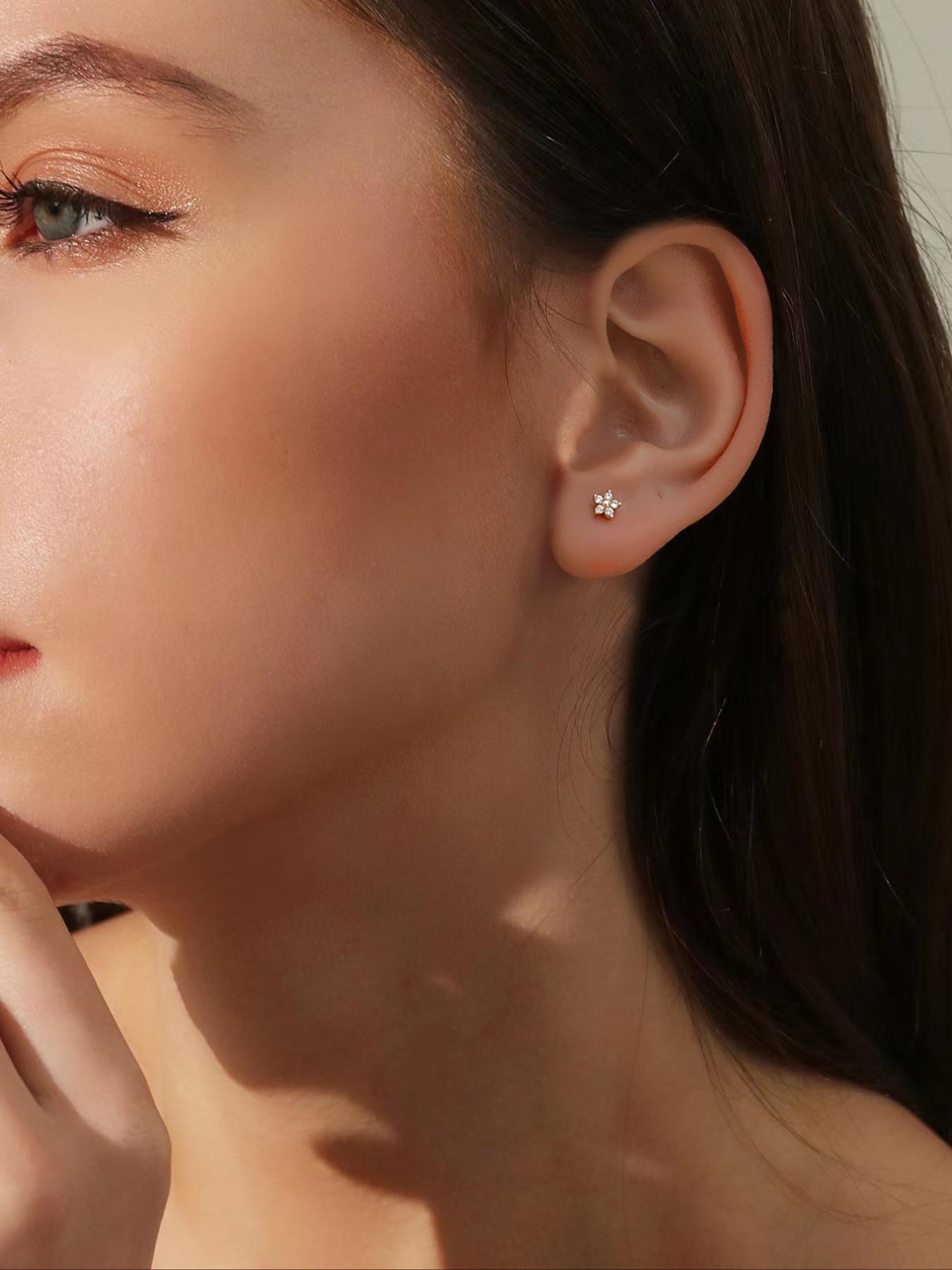 Women's Elegant Rhinestone Decor Star & Moon Design Stud Earrings, 10pcs/set Trendy Exquisite Stud Earrings, Chic Gorgeous Jewelry