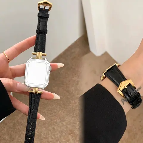 1-Piece Soft Leather Watch Strap, Smartwatch Straps, Compatible with 38mm, 40mm, 42mm, 44mm, 45mm Smartwatches, Unisex Casual Style, Suitable for iWatch Ultra1/2/3, S10, S11, SE (Band Only)