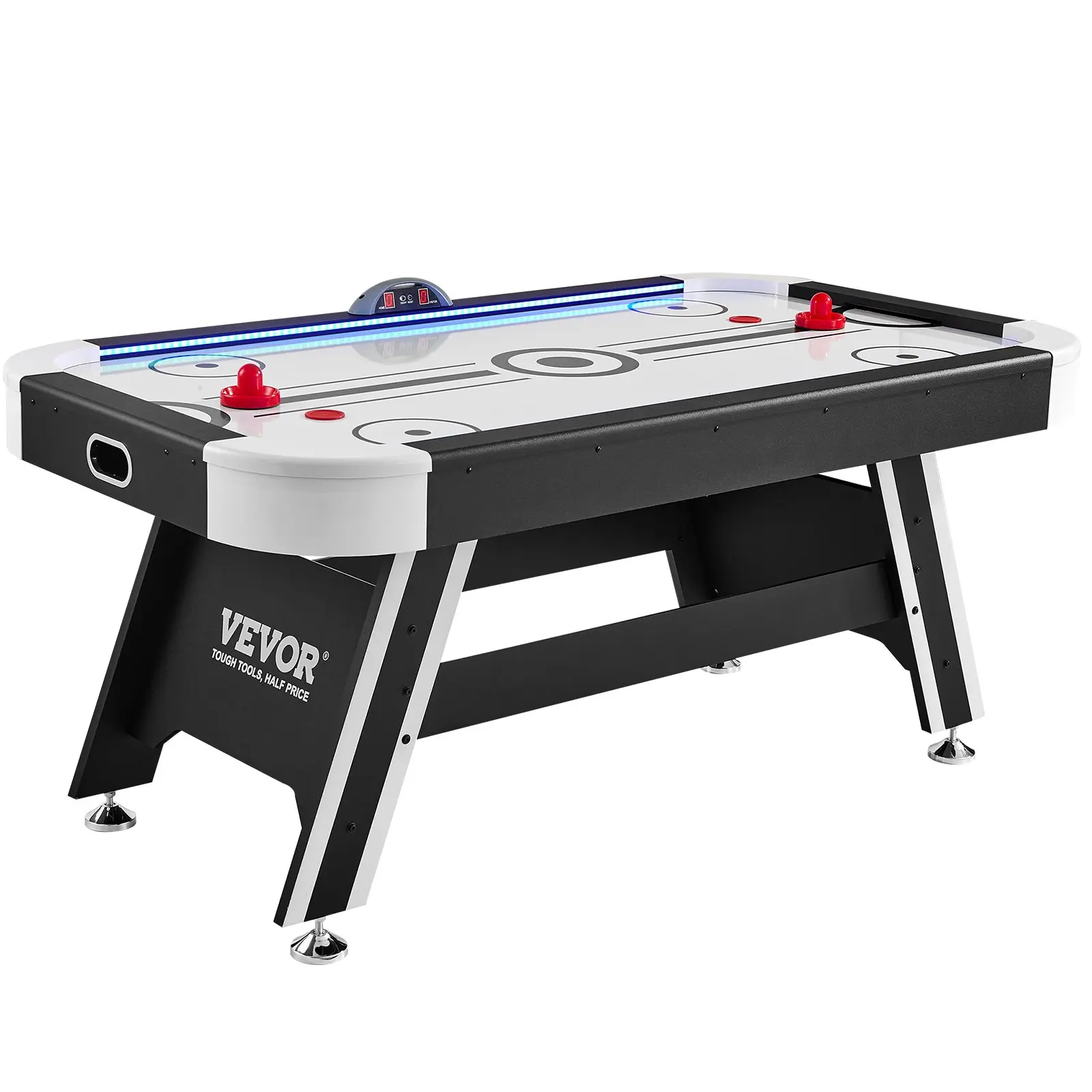 【Summerfinds】VEVOR Air-Powered Hockey Table, 72" Indoor Hockey Table for Kids and Adults, LED Sports Hockey Game with 2 Pucks, 2 Pushers, and Electronic Score System, Arcade Gaming Set for Game Room Family Home