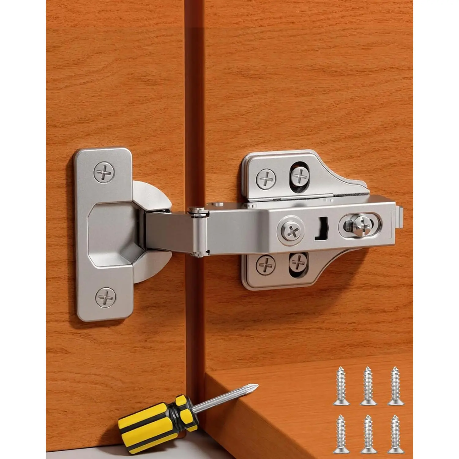 60 Pack Full Overlay Soft Close Cabinet Hinges, Stay at Will 105°  Hinge, Smooth Slow Self Closing,  Adjustment, Clip- Plate, Frameless  Door Hardware for Kitchen Cupboard